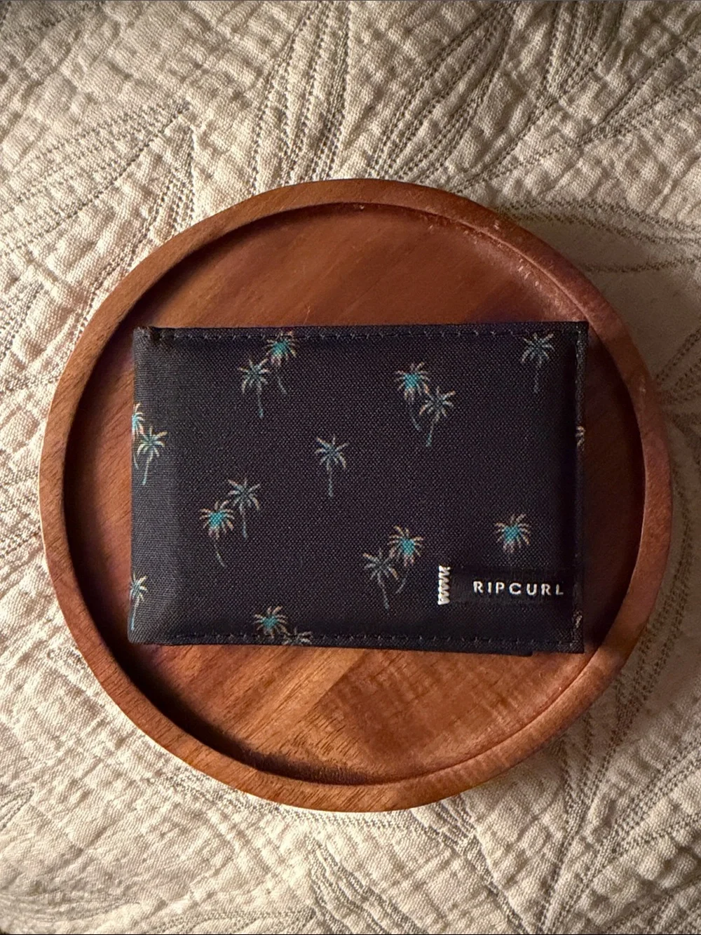 Rip Curl Black Wallet with Teal Palm Print